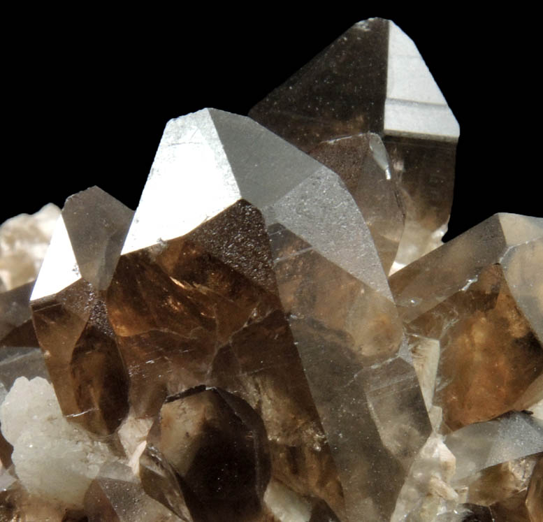 Quartz var. Smoky Quartz (Dauphin Law Twins) on Microcline from Moat Mountain, west of North Conway, Carroll County, New Hampshire