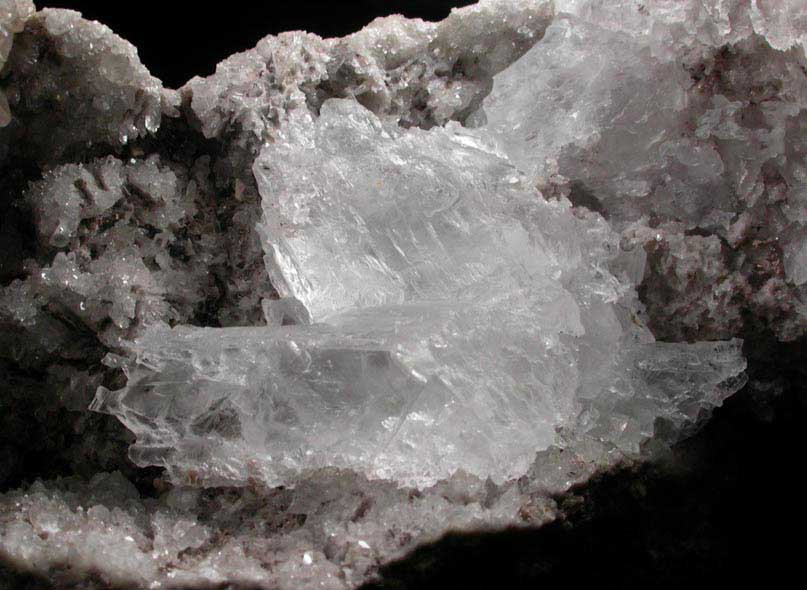 Gypsum var. Selenite with Calcite and Quartz from Upper New Street Quarry, Paterson, Passaic County, New Jersey