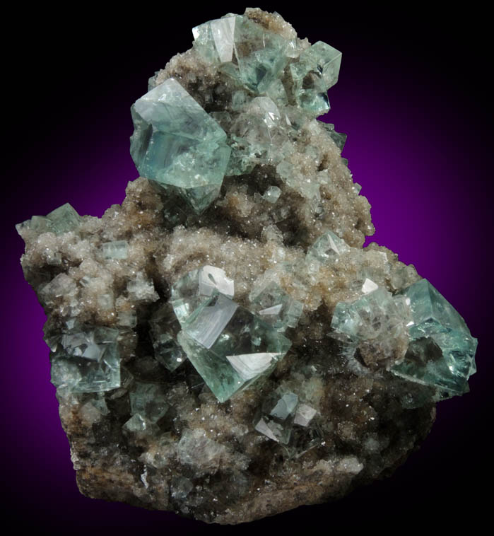 Fluorite (interpenetrant-twinned crystals) on Quartz from Heights Mine, Westgate, Weardale District, County Durham, England