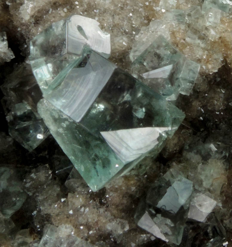 Fluorite (interpenetrant-twinned crystals) on Quartz from Heights Mine, Westgate, Weardale District, County Durham, England