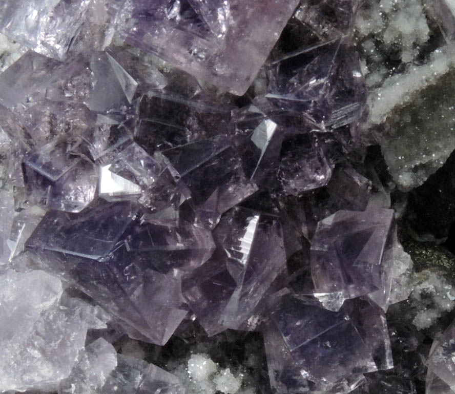 Fluorite (twinned crystals) on Quartz from Frasers Hush Mine, 360 Level, Rookhope, Weardale, County Durham, England