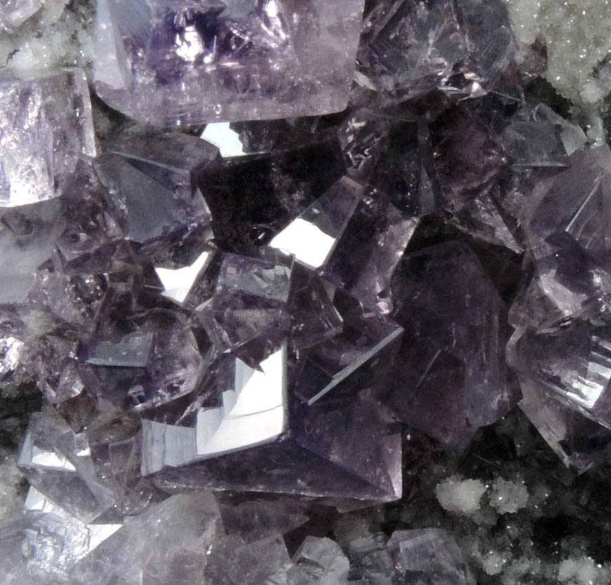 Fluorite (twinned crystals) on Quartz from Frasers Hush Mine, 360 Level, Rookhope, Weardale, County Durham, England