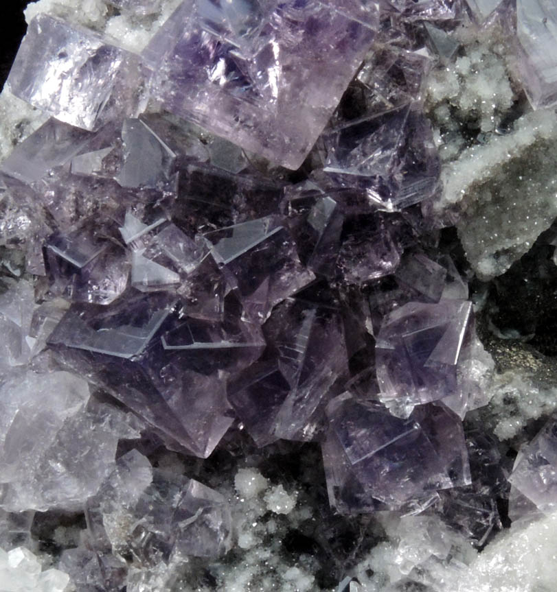 Fluorite (twinned crystals) on Quartz from Frasers Hush Mine, 360 Level, Rookhope, Weardale, County Durham, England