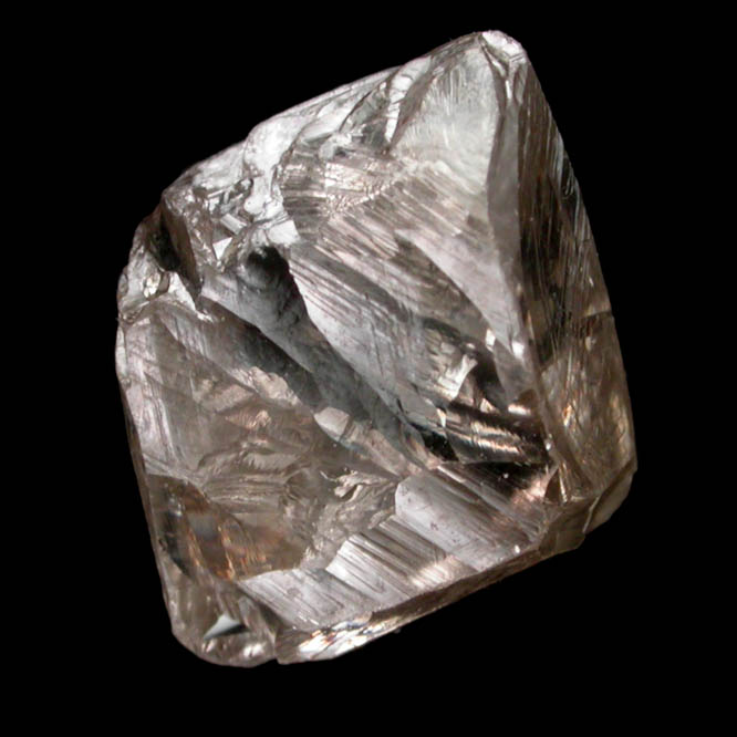 Diamond (2.86 carat champagne-brown flattened octahedral crystal) from Sakha (Yakutia) Republic, Siberia, Russia