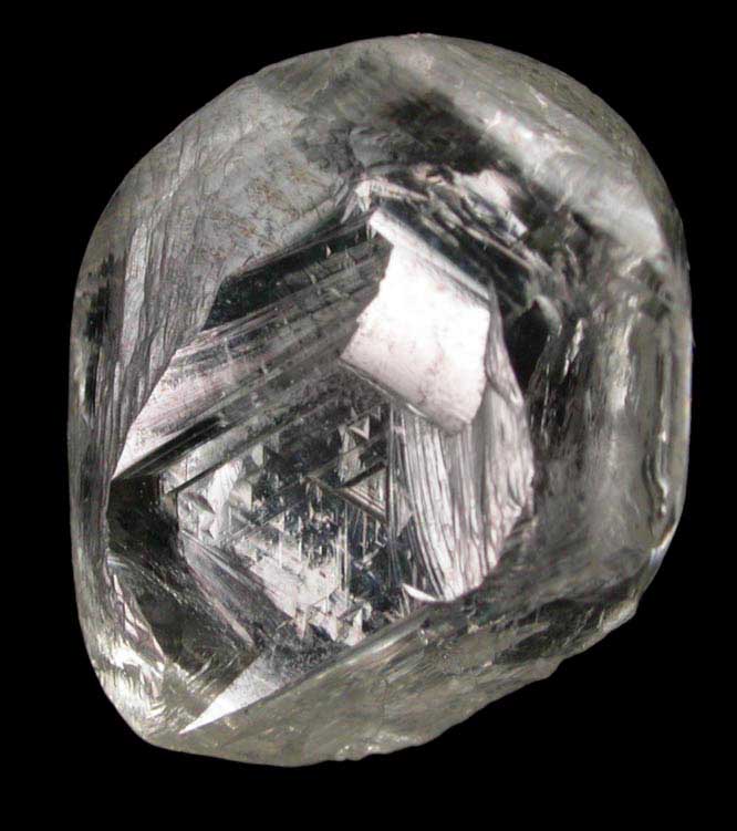 Diamond (1.84 carat very pale-yellow flattened crystal) from Sakha (Yakutia) Republic, Siberia, Russia