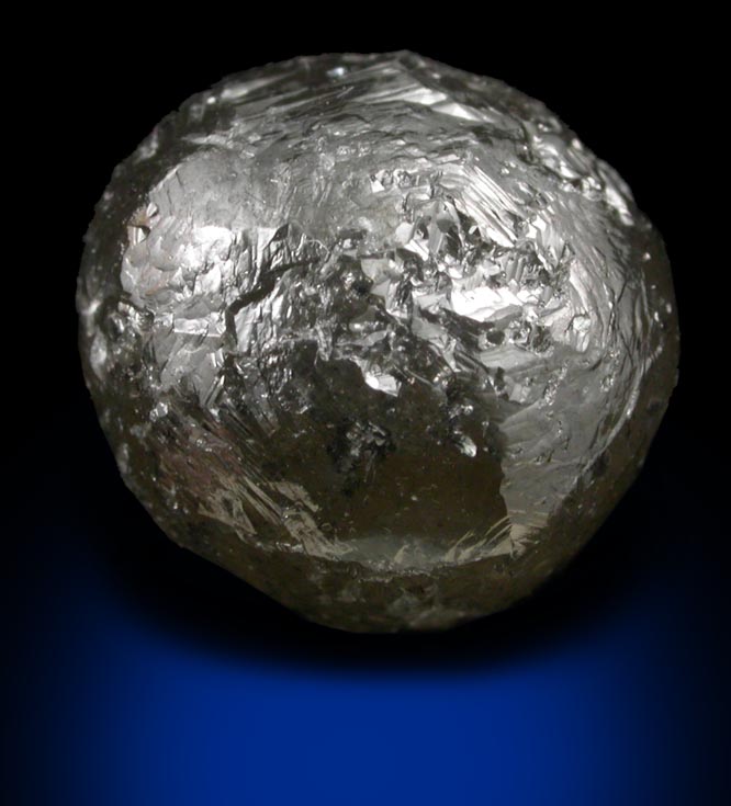 Diamond (7.25 carat dark-gray spherical crystal) from Northern Cape Province, South Africa