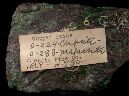 Cuprite with Malachite from Ely, White Pine County, Nevada
