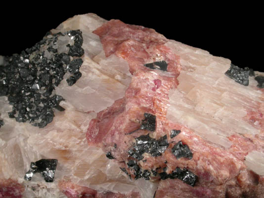 Rhodonite, Franklinite, Willemite, Calcite from Franklin District, Sussex County, New Jersey (Type Locality for Franklinite)