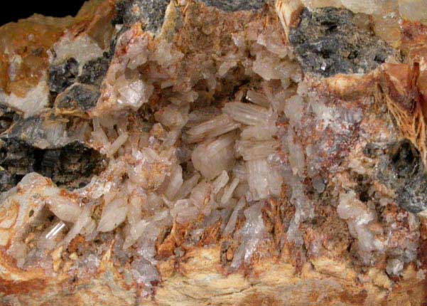 Cerussite on Quartz with Galena from Wheatley Mine, Phoenixville, Chester County, Pennsylvania