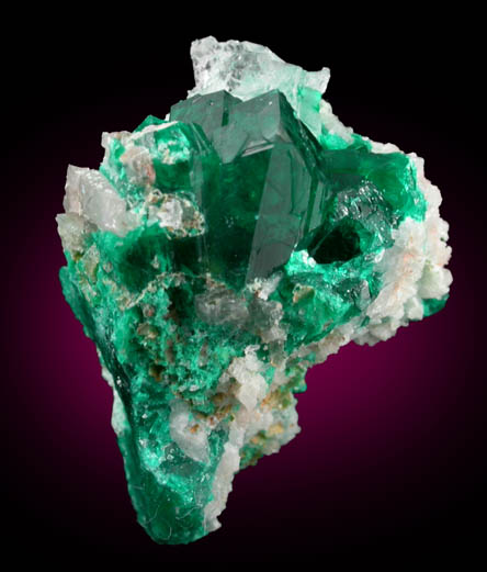 Dioptase on Calcite from Opuwa, Namibia