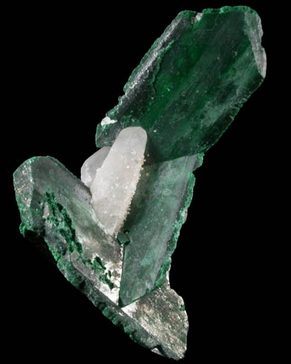 Malachite pseudomorphs after Azurite with Quartz from Mazapil, Zacatecas, Mexico