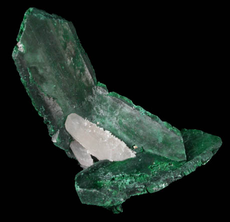 Malachite pseudomorphs after Azurite with Quartz from Mazapil, Zacatecas, Mexico