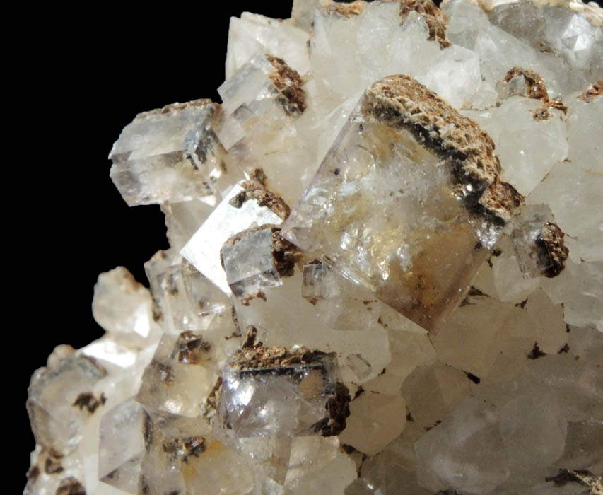 Fluorite on Quartz with Siderite and Sphalerite from Rampgill Mine, Nenthead, Alston Moor District, West Cumberland Iron Mining District, Cumbria, England