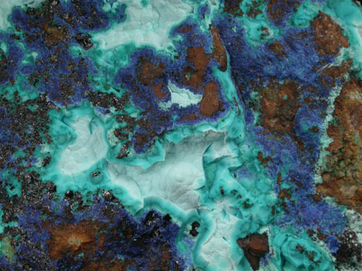 Chrysocolla with Azurite and Tenorite from San Xavier Mine, Pima County, Arizona