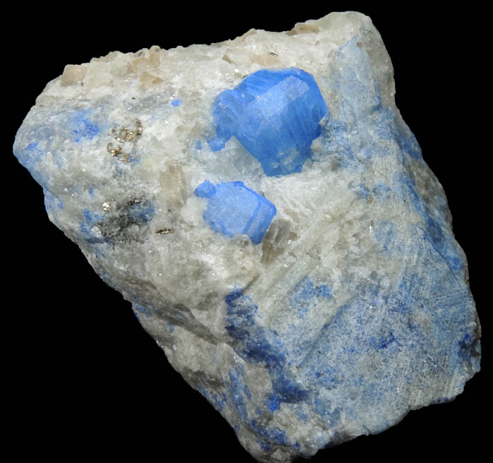 Sodalite with blue Nosean inclusions on Nepheline from Ladjuar Madan, Sar-e-Sang District, Kokscha Valley, Badakshan, Afghanistan