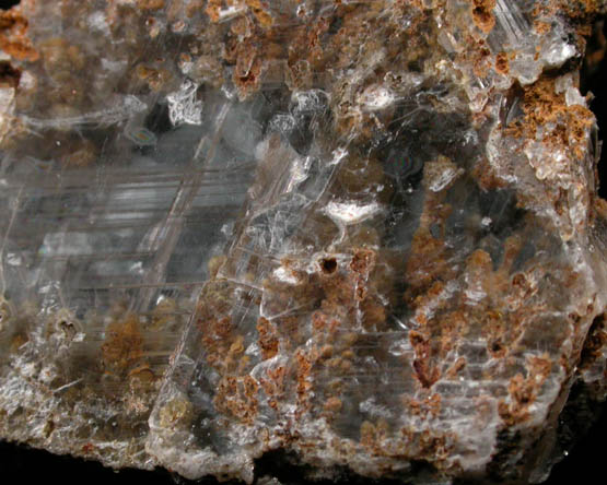 Copper in Gypsum var. Selenite from Twin Buttes Mine, Pima County, Arizona