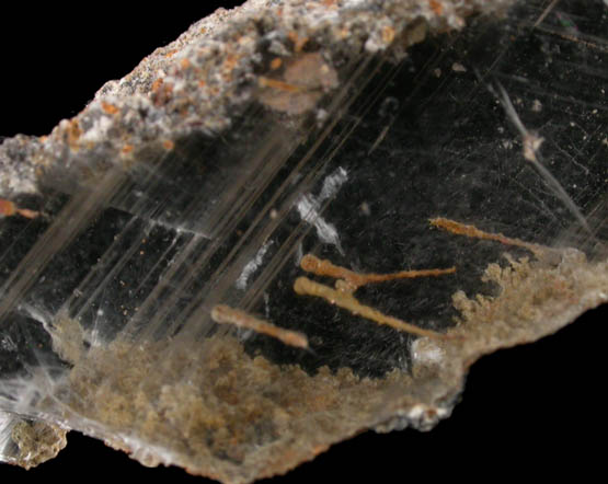 Copper in Gypsum var. Selenite from Twin Buttes Mine, Pima County, Arizona