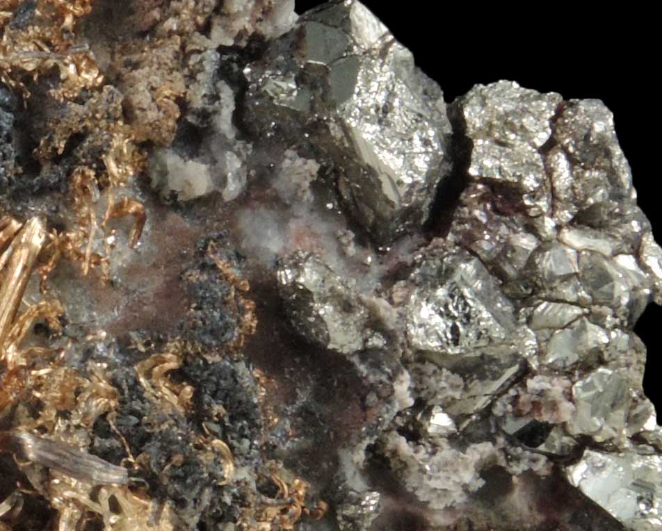 Silver with Pyrite in Calcite from Andres del Rio District, Batopilas, Chihuahua, Mexico