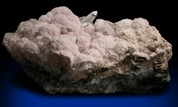 Rhodochrosite over Quartz and Pyrite from Morococha District, Yauli Province, Lima Department, Peru