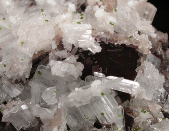 Cerussite, Wulfenite, Calcite, Adamite var. Cuproadamite from Tsumeb Mine, Otavi-Bergland District, Oshikoto, Namibia