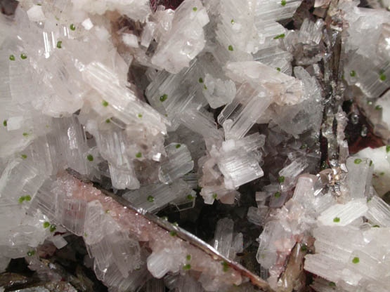 Cerussite, Wulfenite, Calcite, Adamite var. Cuproadamite from Tsumeb Mine, Otavi-Bergland District, Oshikoto, Namibia