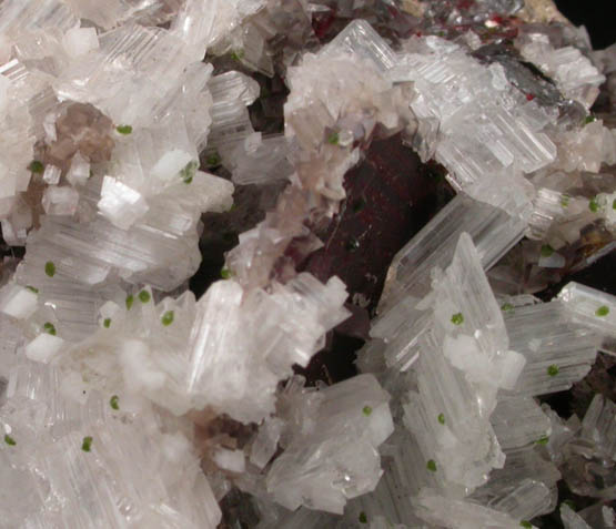 Cerussite, Wulfenite, Calcite, Adamite var. Cuproadamite from Tsumeb Mine, Otavi-Bergland District, Oshikoto, Namibia