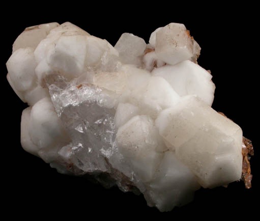 Aragonite var. Tarnowitzite over Quartz from Tsumeb Mine, Otavi-Bergland District, Oshikoto, Namibia