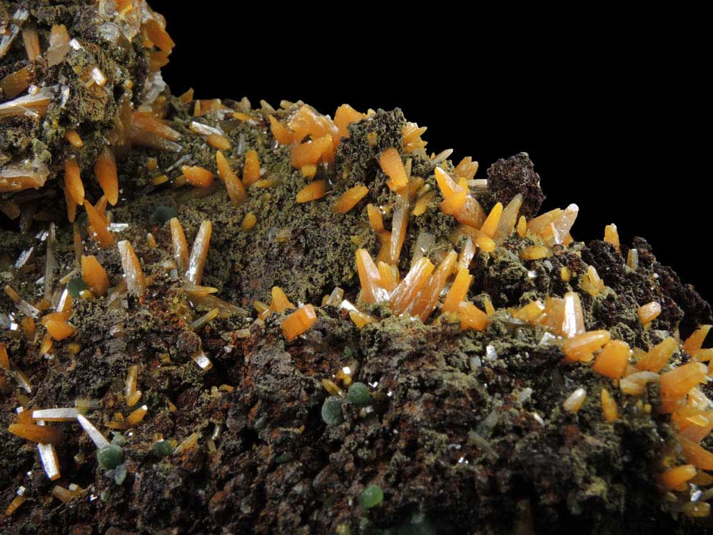 Wulfenite, Mottramite with Mimetite from Mina Ojuela, San Juan Poniente Vein, Level 6, Mapimi, Durango, Mexico