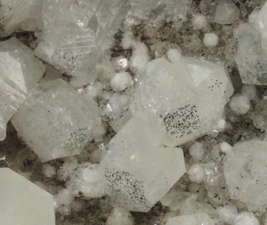 Apophyllite and Calcite with Datolite, Analcime, Quartz from Bergen Hill, Hudson County, New Jersey