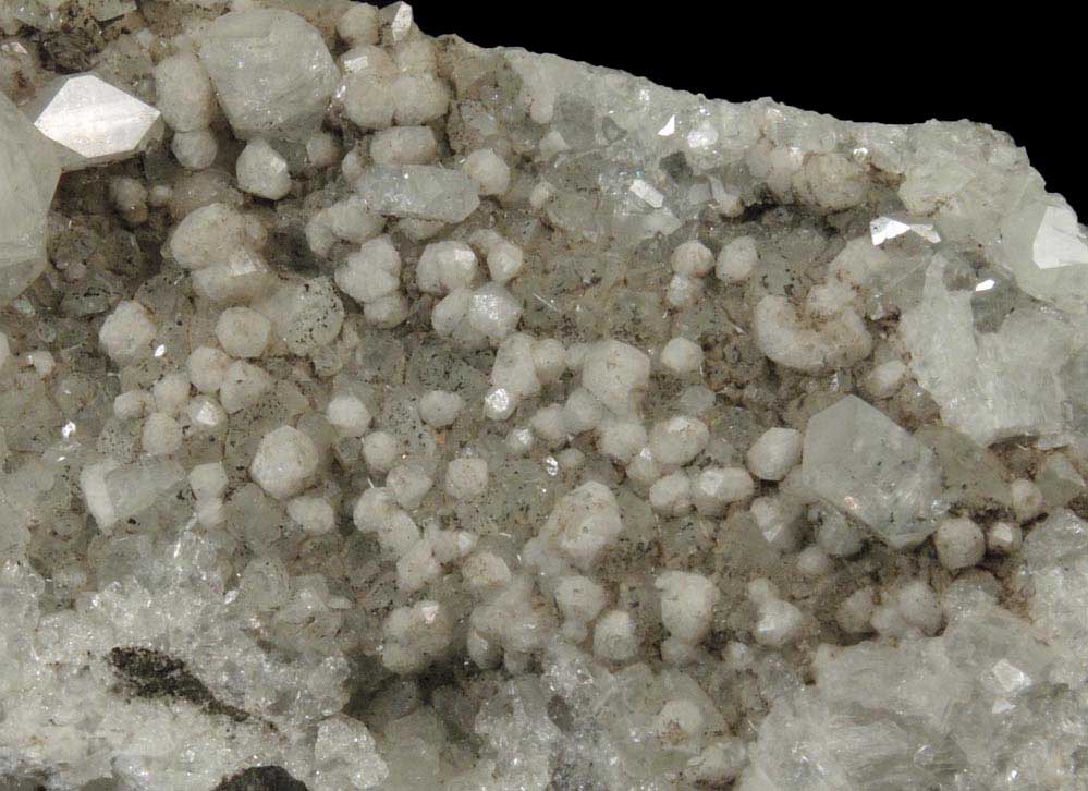 Apophyllite and Calcite with Datolite, Analcime, Quartz from Bergen Hill, Hudson County, New Jersey