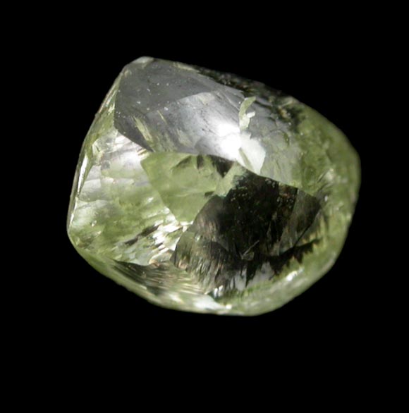 Diamond (0.78 carat cuttable yellow-green asymmetric crystal) from Northern Cape Province, South Africa