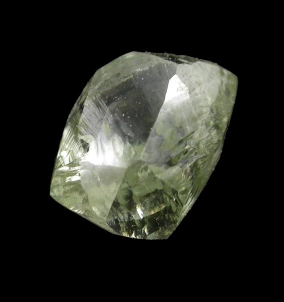 Diamond (0.78 carat cuttable yellow-green asymmetric crystal) from Northern Cape Province, South Africa