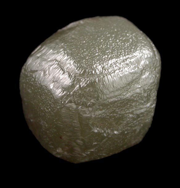 Diamond (9.53 carat greenish-gray cubic crystal) from Mbuji-Mayi (Miba), 300 km east of Tshikapa, Democratic Republic of the Congo