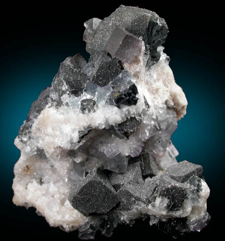 Galena and Fluorite with Anglesite from Royal Flush Mine, Hansonburg District, 8.5 km south of Bingham, Socorro County, New Mexico