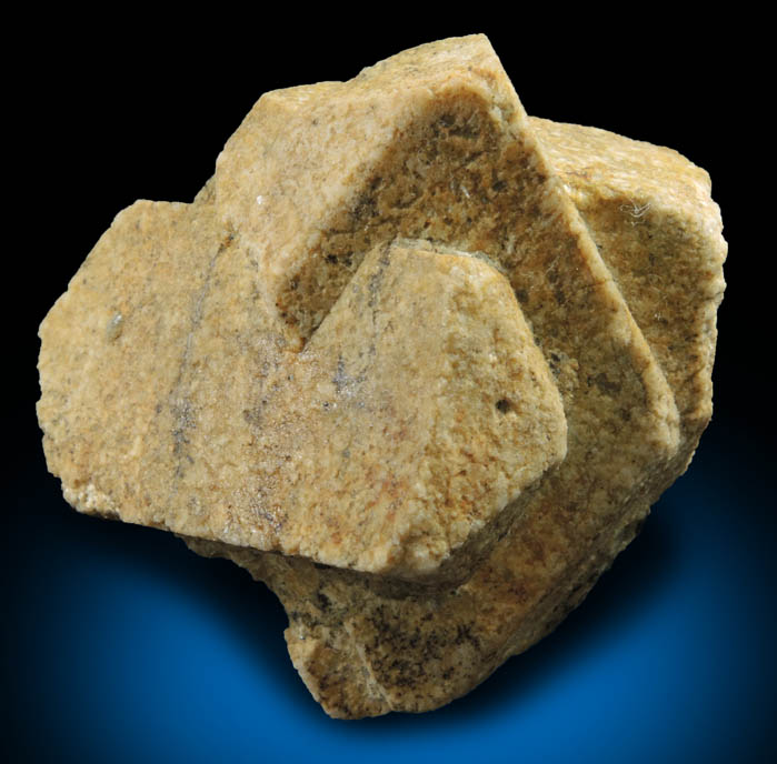 Microcline (intersecting Carlsbad-law twins) from Maroon Bells, Elk Mountains, southwest of Aspen, Pitkin County and Gunnison County, Colorado