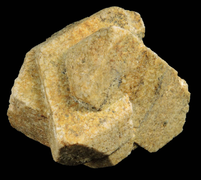 Microcline (intersecting Carlsbad-law twins) from Maroon Bells, Elk Mountains, southwest of Aspen, Pitkin County and Gunnison County, Colorado