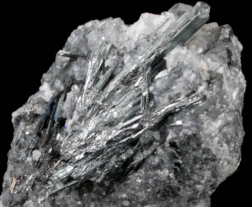 Stibnite and Calcite from Zacatecas, Mexico