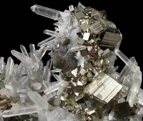 Pyrite and Quartz from Huaron District, Cerro de Pasco Province, Pasco Department, Peru