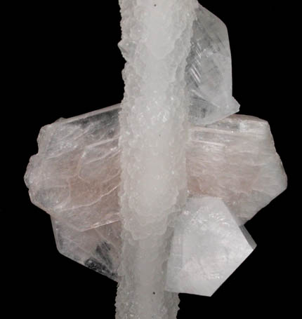 Stilbite and Apophyllite on stalactitic Quartz from Nashik District, Maharashtra, India