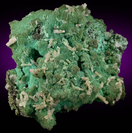 Cerussite on Chrysocolla pseudomorphs after Aurichalcite from 79 Mine, Banner District, near Hayden, Gila County, Arizona