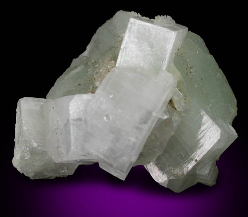 Apophyllite on Prehnite from Clairwood Quarry, Durban, KwaZulu-Natal Province, South Africa