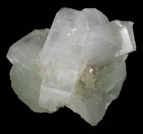 Apophyllite on Prehnite from Clairwood Quarry, Durban, KwaZulu-Natal Province, South Africa