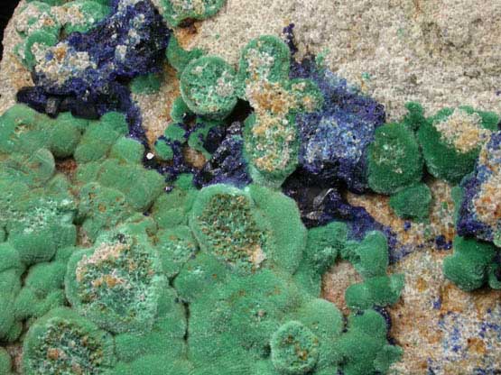 Malachite, Azurite, Tyrolite from Big Indian Mine, near La Sal, San Juan County, Utah