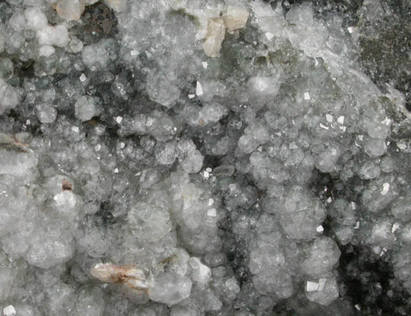Analcime on Corundum from DiRubbo Emery Mine, near Colabaugh Lake, Cortlandt Manor, Westchester County, New York