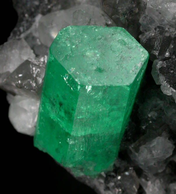 Beryl var. Emerald on Calcite from Coscuez Mine, Vasquez-Yacopi Mining District, Colombia