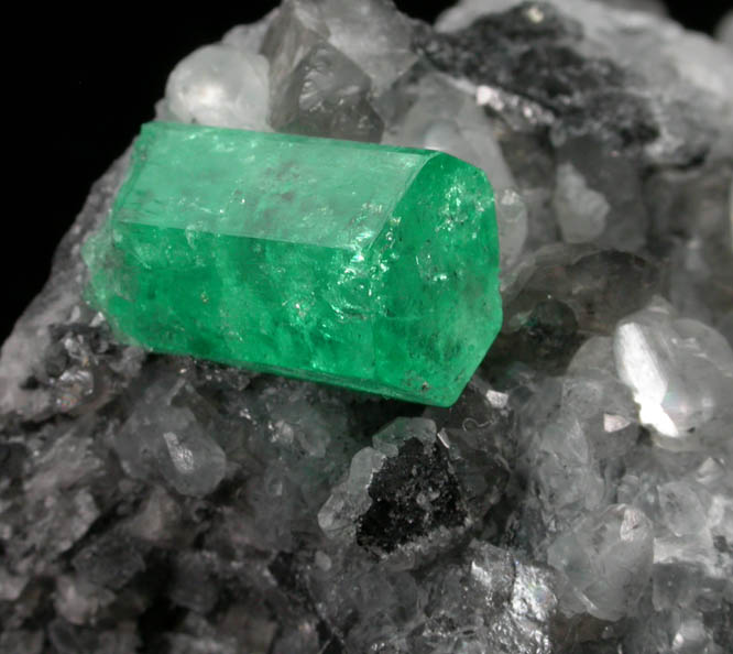 Beryl var. Emerald on Calcite from Coscuez Mine, Vasquez-Yacopi Mining District, Colombia