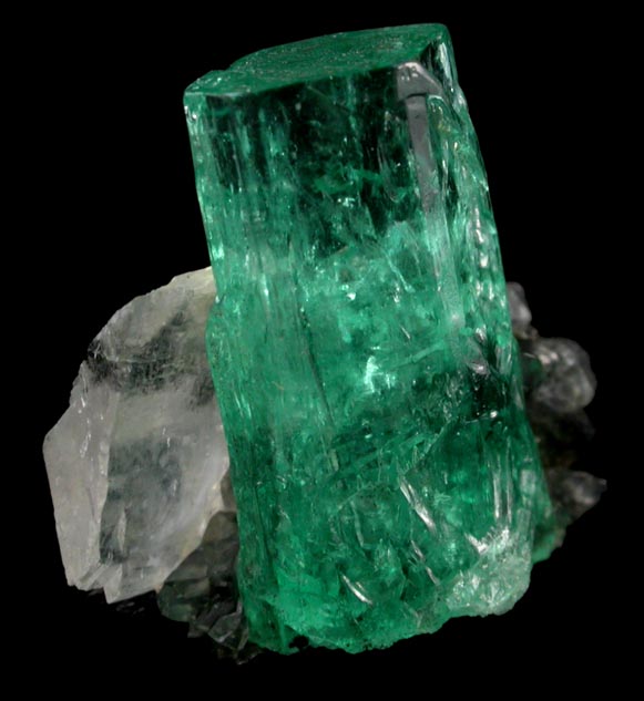 Beryl var. Emerald on Calcite from Coscuez Mine, Vasquez-Yacopi Mining District, Colombia