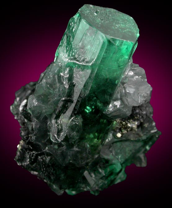 Beryl var. Emerald on Calcite from Coscuez Mine, Vasquez-Yacopi Mining District, Colombia