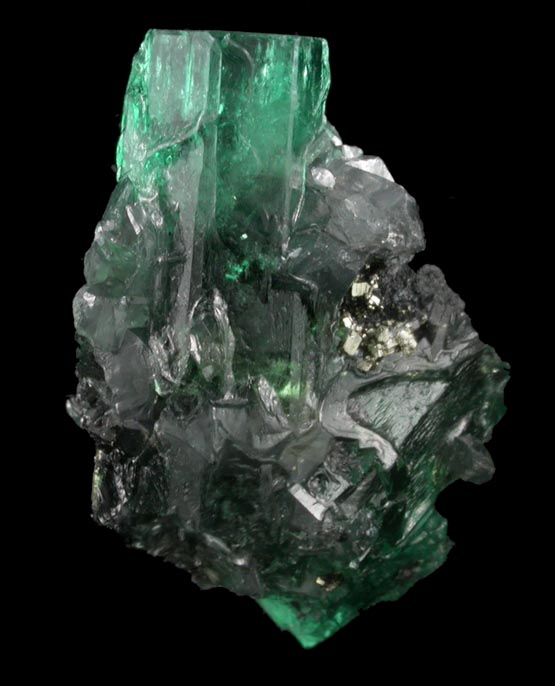 Beryl var. Emerald on Calcite from Coscuez Mine, Vasquez-Yacopi Mining District, Colombia