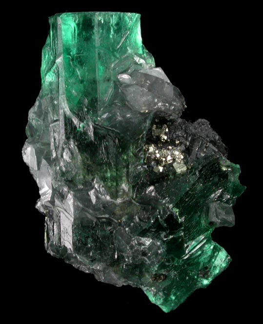 Beryl var. Emerald on Calcite from Coscuez Mine, Vasquez-Yacopi Mining District, Colombia